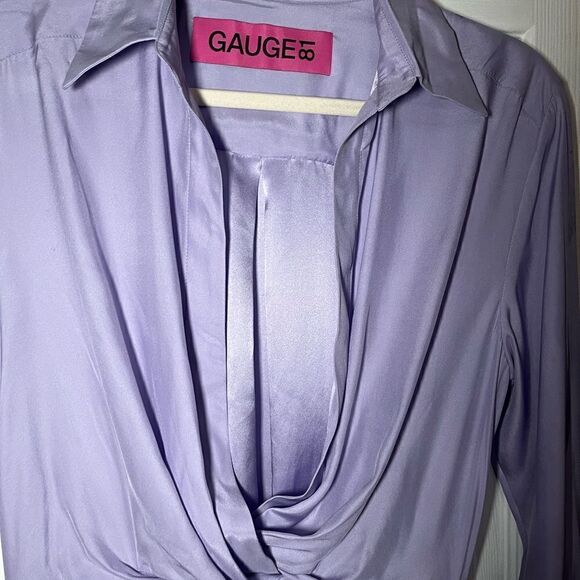 Gauge81 Naha Lilac Silk Draped Long Sleeve Mini Dress XS NWT $470 - Picture 5 of 15
